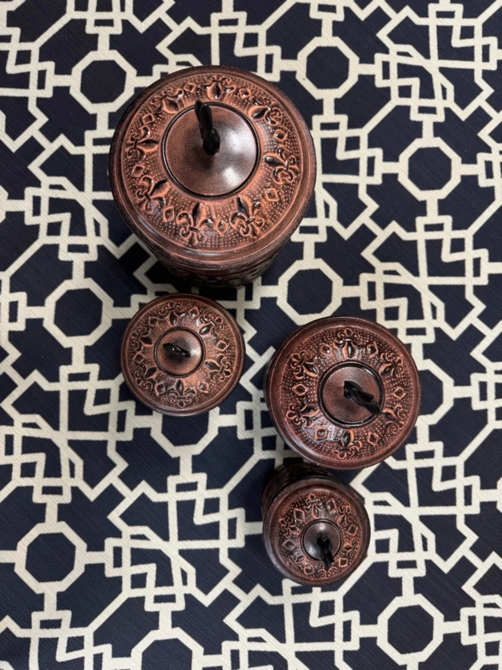 VTG Odi Hammered Copper Canister Set Of 4 Nesting Canister Made In India